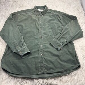 Vintage River Trader Men's L Green Corduroy Button Down Shirt Cabincore Outdoor